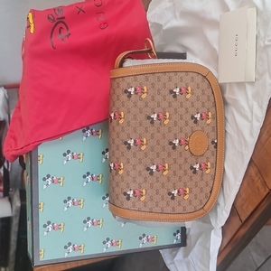 Gucci Disney Mickey Mouse Flap Shoulder Bag Printed Mini GG Coated Canvas